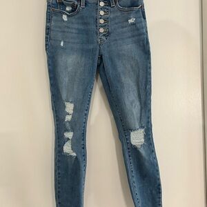 Lucky Brand Medium Blue Distressed Skinny Jeans 27